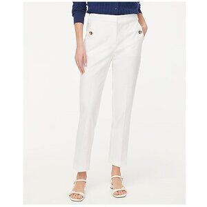 J. Crew Linen Cotton Blend Straight Leg Sailor Pants White Size 8P NWT